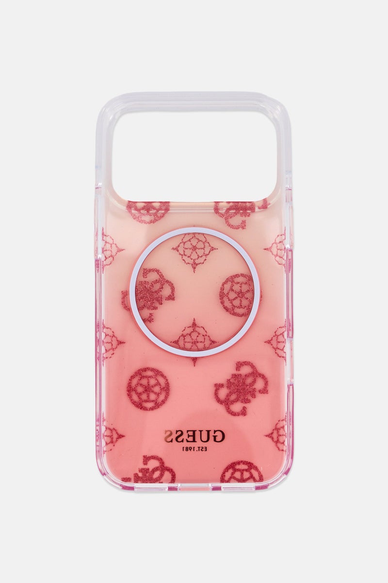 GUESS iPhone 17 Pro Max MagSafe Gradient Peony And Glitter Pattern Mobile Case, Pink - Image 3